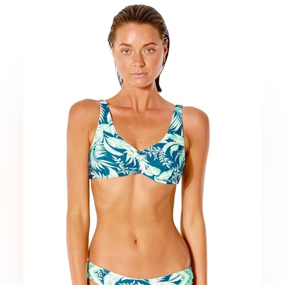 NWT Rip Curl Sun Rays Crop Dark Teal Women's Swim Bikini Top Size XS - Picture 1 of 6